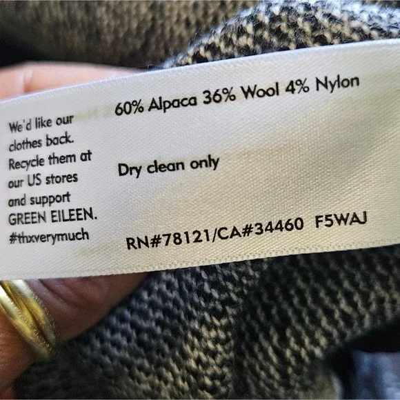 Eileen Fisher Petite Wool Alpaca Blend Coat Black/Gray